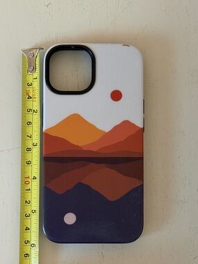Scenic Mountain Reflection Protective Phone Case - White, Orange & Navy